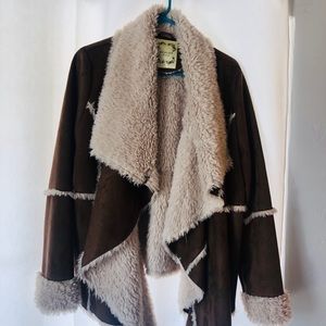 Beulah Style - sherpa lined faux suede jacket
